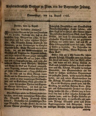 Bayreuther Zeitung Donnerstag 24. August 1786