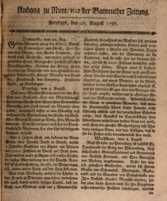 Bayreuther Zeitung Freitag 25. August 1786