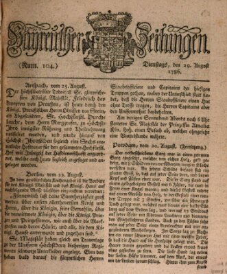 Bayreuther Zeitung Dienstag 29. August 1786