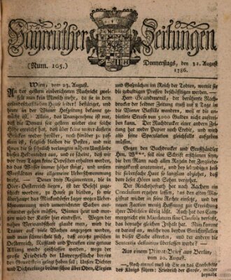 Bayreuther Zeitung Donnerstag 31. August 1786