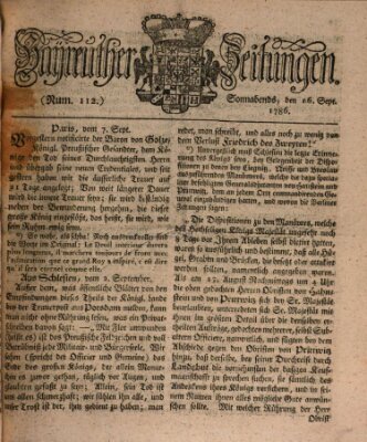 Bayreuther Zeitung Samstag 16. September 1786