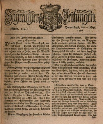 Bayreuther Zeitung Donnerstag 21. September 1786