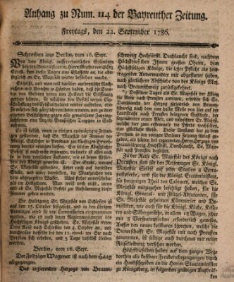 Bayreuther Zeitung Freitag 22. September 1786