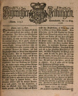 Bayreuther Zeitung Samstag 23. September 1786