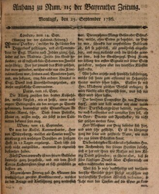 Bayreuther Zeitung Montag 25. September 1786