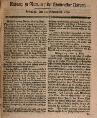 Bayreuther Zeitung Freitag 29. September 1786