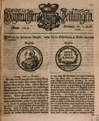 Bayreuther Zeitung Dienstag 17. Oktober 1786