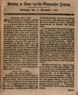 Bayreuther Zeitung Freitag 17. November 1786