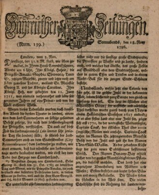 Bayreuther Zeitung Samstag 18. November 1786