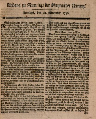 Bayreuther Zeitung Freitag 24. November 1786