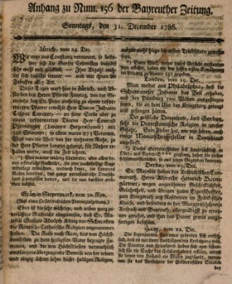 Bayreuther Zeitung Sonntag 31. Dezember 1786