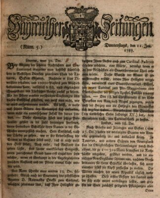 Bayreuther Zeitung Donnerstag 11. Januar 1787