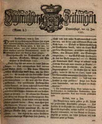 Bayreuther Zeitung Donnerstag 18. Januar 1787