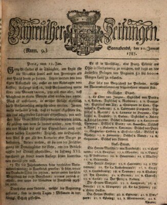 Bayreuther Zeitung Samstag 20. Januar 1787