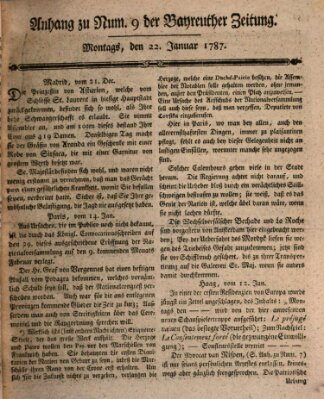 Bayreuther Zeitung Montag 22. Januar 1787