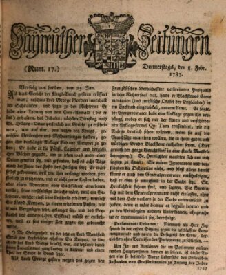 Bayreuther Zeitung Donnerstag 8. Februar 1787