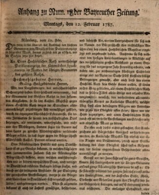 Bayreuther Zeitung Montag 12. Februar 1787