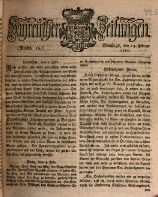 Bayreuther Zeitung Dienstag 13. Februar 1787