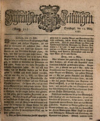 Bayreuther Zeitung Dienstag 13. März 1787