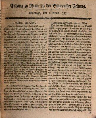 Bayreuther Zeitung Montag 2. April 1787