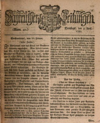 Bayreuther Zeitung Dienstag 3. April 1787