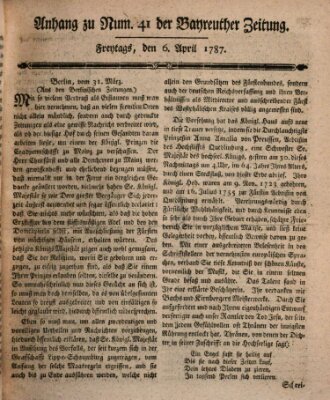 Bayreuther Zeitung Freitag 6. April 1787