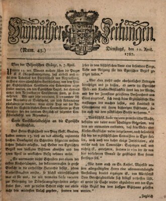 Bayreuther Zeitung Dienstag 10. April 1787