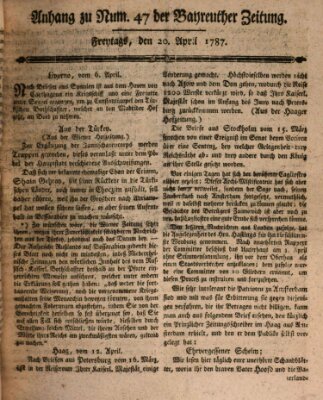 Bayreuther Zeitung Freitag 20. April 1787