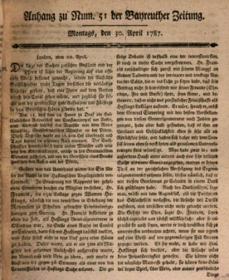 Bayreuther Zeitung Montag 30. April 1787