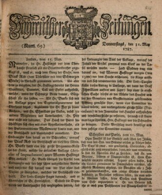 Bayreuther Zeitung Donnerstag 31. Mai 1787