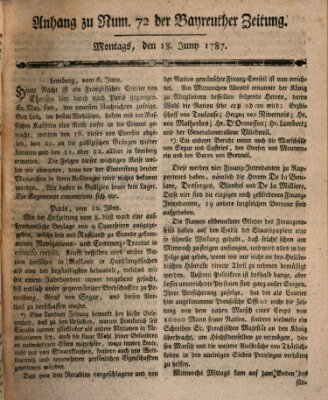 Bayreuther Zeitung Montag 18. Juni 1787