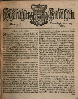 Bayreuther Zeitung Mittwoch 1. August 1787