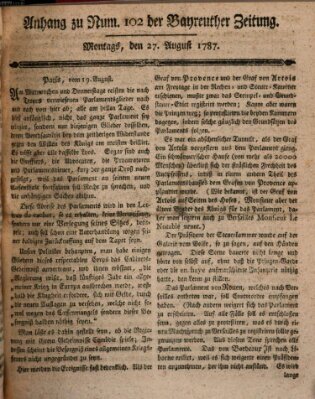 Bayreuther Zeitung Montag 27. August 1787