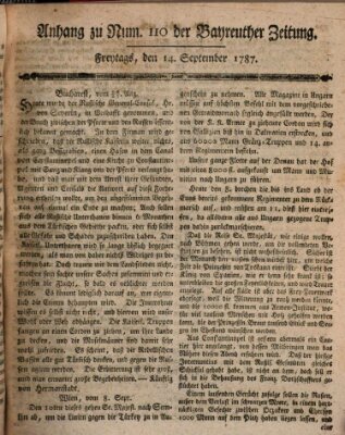 Bayreuther Zeitung Freitag 14. September 1787