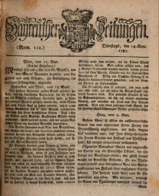 Bayreuther Zeitung Dienstag 18. September 1787