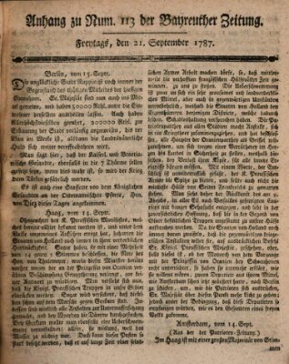 Bayreuther Zeitung Freitag 21. September 1787