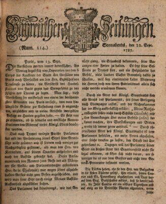 Bayreuther Zeitung Samstag 22. September 1787