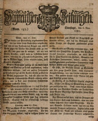 Bayreuther Zeitung Dienstag 6. November 1787