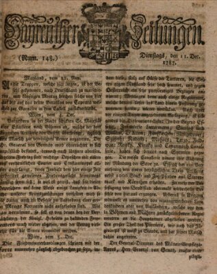 Bayreuther Zeitung Dienstag 11. Dezember 1787