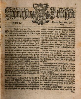 Bayreuther Zeitung Donnerstag 3. Januar 1788