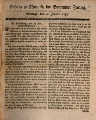 Bayreuther Zeitung Montag 14. Januar 1788