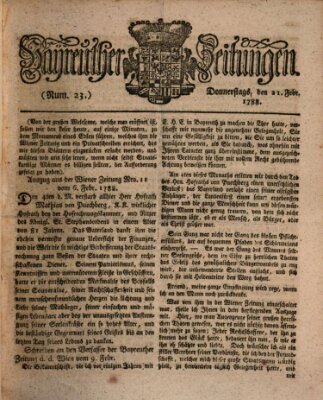 Bayreuther Zeitung Donnerstag 21. Februar 1788