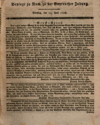 Bayreuther Zeitung Dienstag 15. April 1788