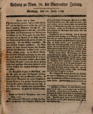 Bayreuther Zeitung Montag 16. Juni 1788