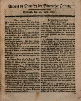 Bayreuther Zeitung Freitag 20. Juni 1788