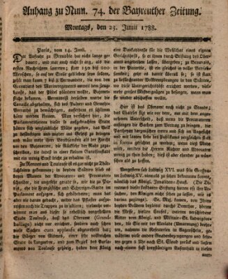 Bayreuther Zeitung Montag 23. Juni 1788