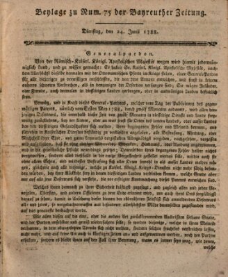 Bayreuther Zeitung Dienstag 24. Juni 1788