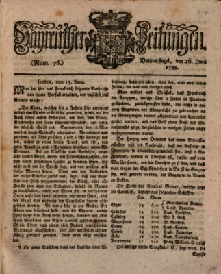 Bayreuther Zeitung Donnerstag 26. Juni 1788