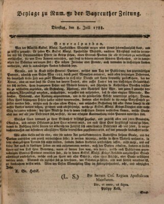 Bayreuther Zeitung Dienstag 8. Juli 1788