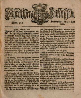 Bayreuther Zeitung Donnerstag 31. Juli 1788